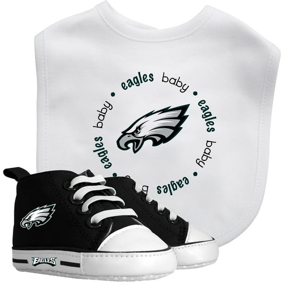 BabyFanatic 2 Piece Bib and Shoes - NFL Philadelphia Eagles - White Unisex Infant Apparel
