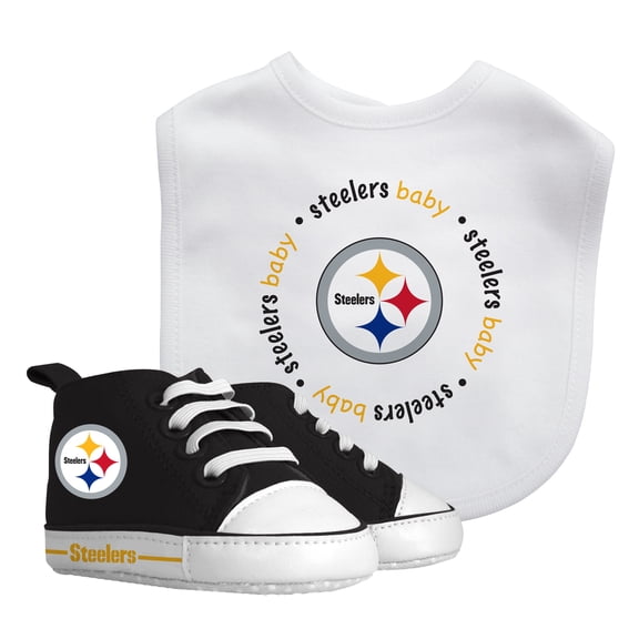 BabyFanatic 2 Piece Bib and Shoes - NFL Pittsburgh Steelers - White Unisex Infant Apparel