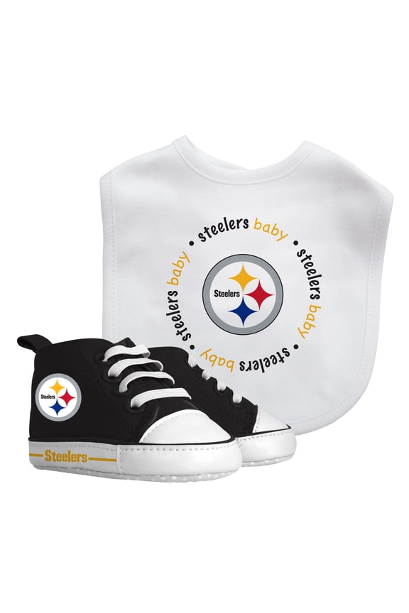 BabyFanatic 2 Piece Bib and Shoes - NFL Pittsburgh Steelers - White Unisex Infant Apparel