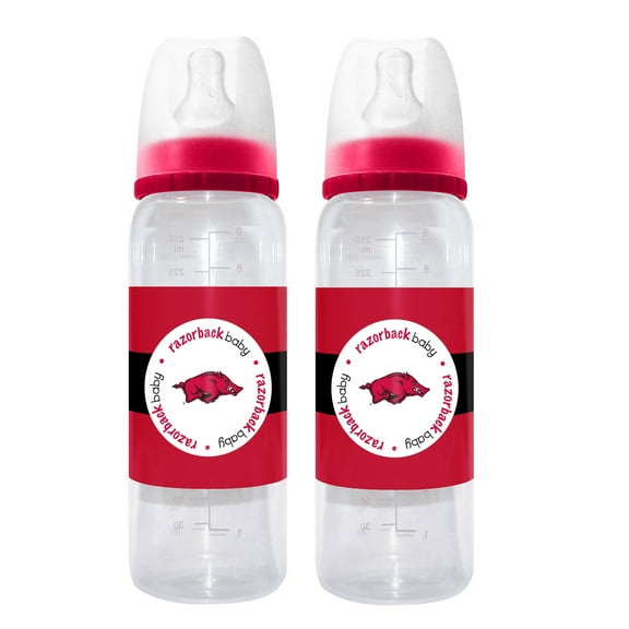 BabyFanatic Officially Licensed NCAA Arkansas Razorbacks 9oz Infant Baby Bottle 2 Pack