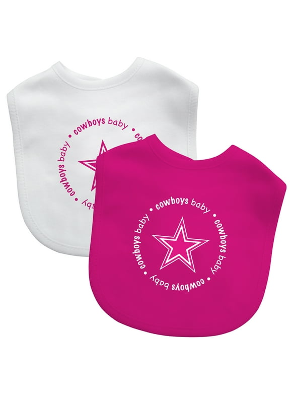 BabyFanatic Officially Licensed Pink Unisex Cotton Baby Bibs 2 Pack -  NFL Dallas Cowboys