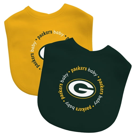 BabyFanatic NFL Green Bay Packers Unisex Baby Bibs 2 Pack - Cotton Feeding Bibs for Infants