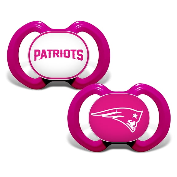 BabyFanatic Officially Licensed Unisex Pacifier 2-Pack - Pink NFL New England Patriots