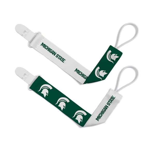 BabyFanatic Officially Licensed Unisex Pacifier Clip 2-Pack - NCAA Michigan State Spartans - Officially Licensed Baby Apparel