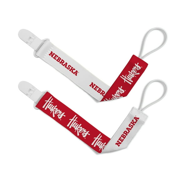 BabyFanatic Officially Licensed Unisex Pacifier Clip 2-Pack - NCAA Nebraska Cornhuskers - Officially Licensed Baby Apparel