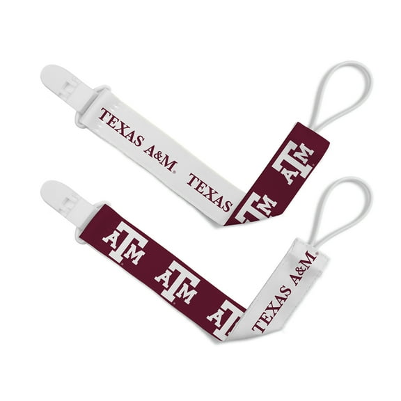 BabyFanatic Officially Licensed Unisex Pacifier Clip 2-Pack - NCAA Texas A&M Aggies - Officially Licensed Baby Apparel