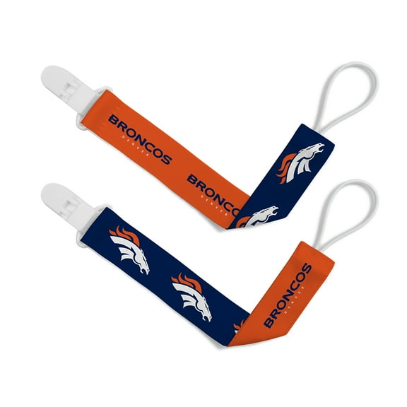 BabyFanatic Officially Licensed Unisex Pacifier Clip 2-Pack - NFL Denver Broncos - Officially Licensed Baby Apparel