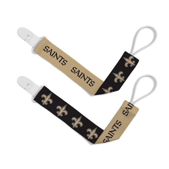 BabyFanatic Officially Licensed Unisex Pacifier Clip 2-Pack - NFL New Orleans Saints - Officially Licensed Baby Apparel