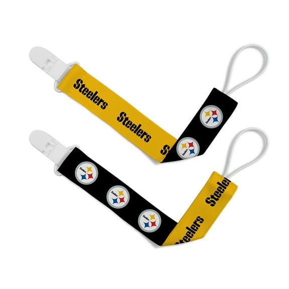 BabyFanatic Officially Licensed Unisex Pacifier Clip 2-Pack - NFL Pittsburgh Steelers - Officially Licensed Baby Apparel