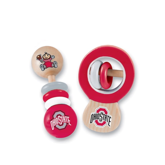 BabyFanatic Wood Rattle 2 Pack - NCAA Ohio State Buckeyes Baby Toy Set