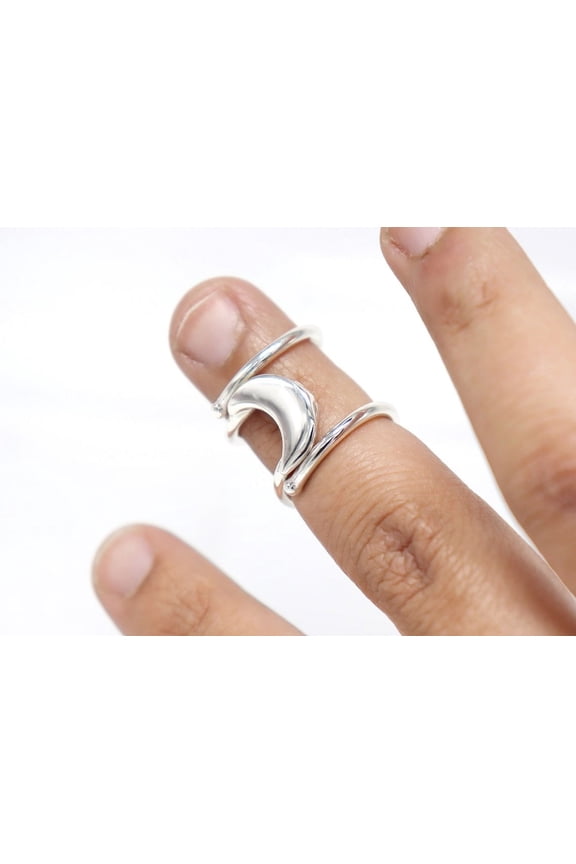 BabyMoonTrigger Sterling Silver Splint Ring • Mallet Finger Ring • Boutonniere Finger Splint • trigger finger Splint