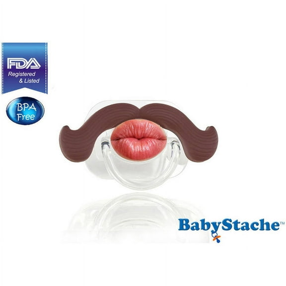 BabyStache Kissable Professional Pacifier, Brown