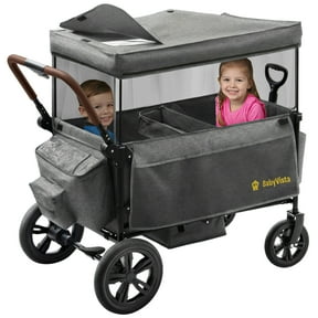 BabyVista Wagon Stroller All-Terrain for 2 Kids with Canopy, Parents Organizer, Adjustable Handlebar, Compact Foldable Baby Stroller Collapsible Toddler Stroller