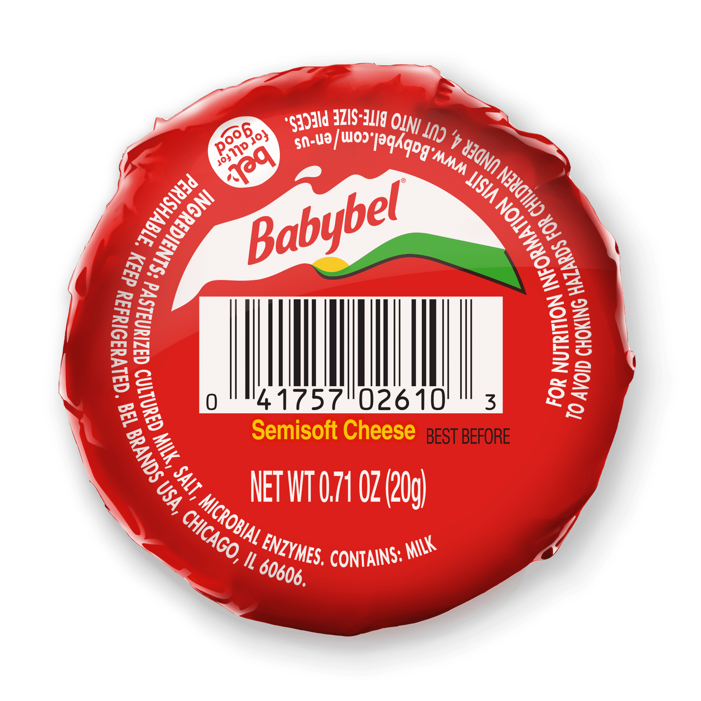 Babybel Original Individual Wrapped Grab and Go Snack Cheese, 1 Count, Plastic wrapped cheese