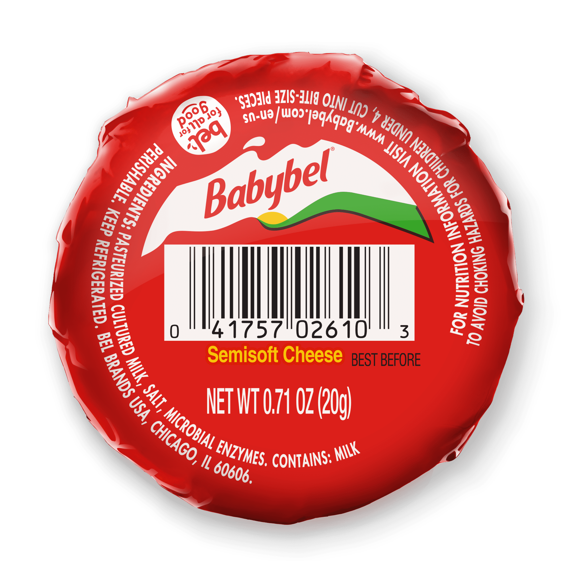 Babybel Original Grab and Go Snack Cheese, 1ct, Plastic Wrapped Cheese  Round, Refrigerated