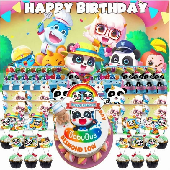 Babybus Baby Bus Birthday Cups Party Supplies Decor Backdrop Paper Plates Fans Decorations Banner