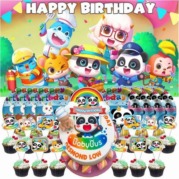 Babybus Baby Bus Birthday Plates Supplies Decorations Decor Backdrop Banner Cake Topper Background