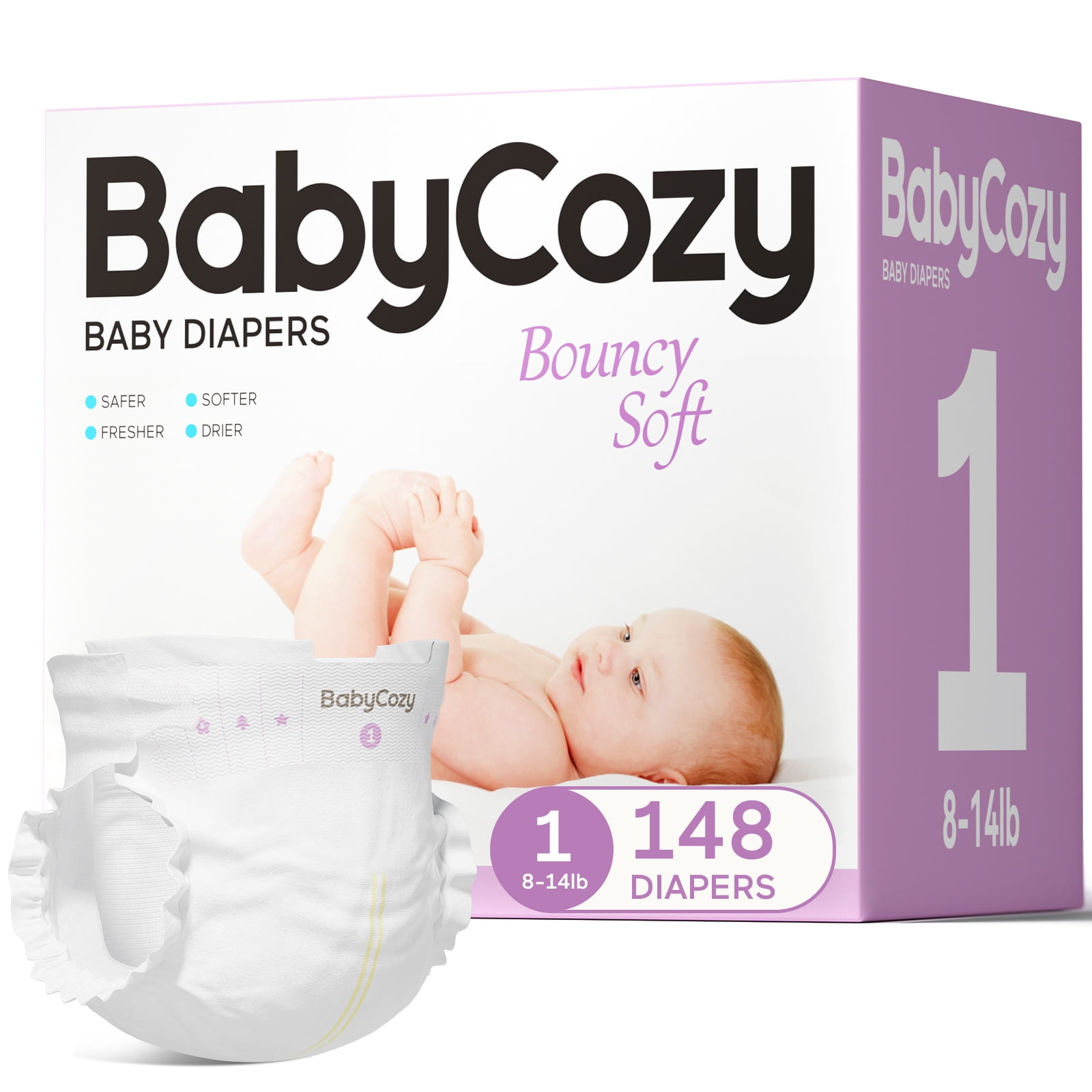 Momcozy Baby Diapers, Size 2, 72 Count, Hypoallergenic, Bamboo Lined, Stay  Dry for 12 Hours, Adjustable Waistband, Free of Harmful Chemicals