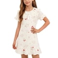 thumbnail image 1 of Babydoll Dresses for Girls Pajamas Ruffle Hem Cotton Nightgown Funny Printed Short Sleeve Summer Sleepwear Watermelon Red, 10 Years, 1 of 7