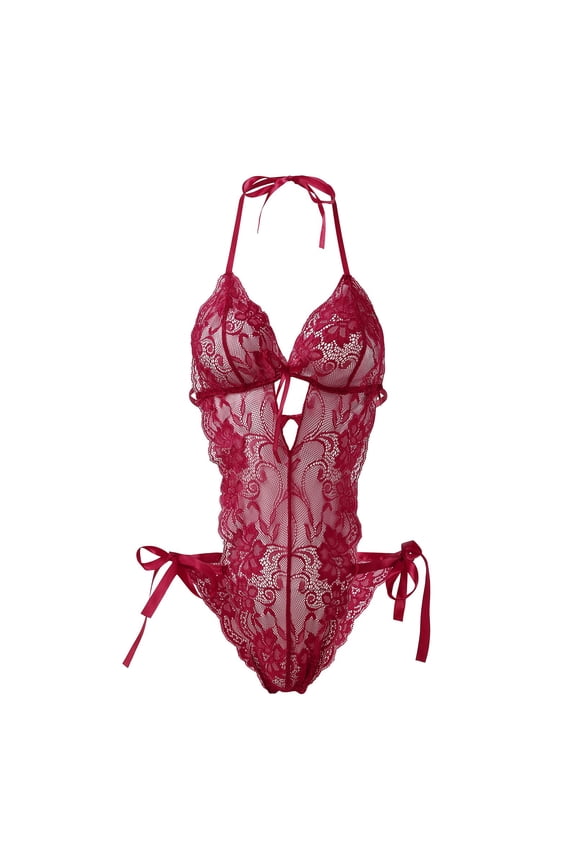 Babydoll Lingerie for Women Tight Rimless Strap Bodysuit Mesh Lace One Piece Babydoll
