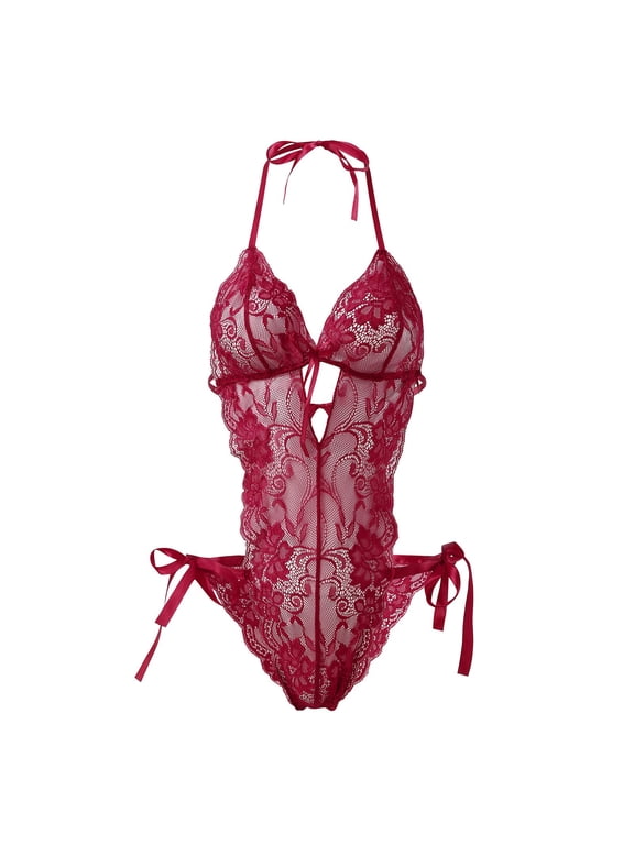 Babydoll Lingerie for Women Tight Rimless Strap Bodysuit Mesh Lace One Piece Babydoll