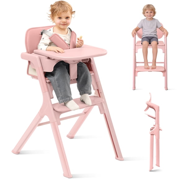 Babyeap 4in1 Convertible Baby High Chair, Transitions from Baby to Adult Stool, 8-Level Adjustable, Foldable, Removable Tray, Gray