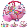 thumbnail image 1 of Babyeap Baby Play Gym Mat,Baby Play Activity Mat with 5 Detachable Toys and 30Ocean Ball,Newborn Infant Baby Essentials Gift,Pink, 1 of 7