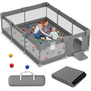 Babyeap Large Baby Playpen with Mat,71"x50"Playpen for Babies and Toddlers,Baby Play Yard Baby Fence Play Area Indoor Outdoor,Dark Gray