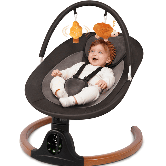 Babyeap Baby Swing for Infants, Electric Swing with 5 Swing Speeds and 10 Lullabies, Black