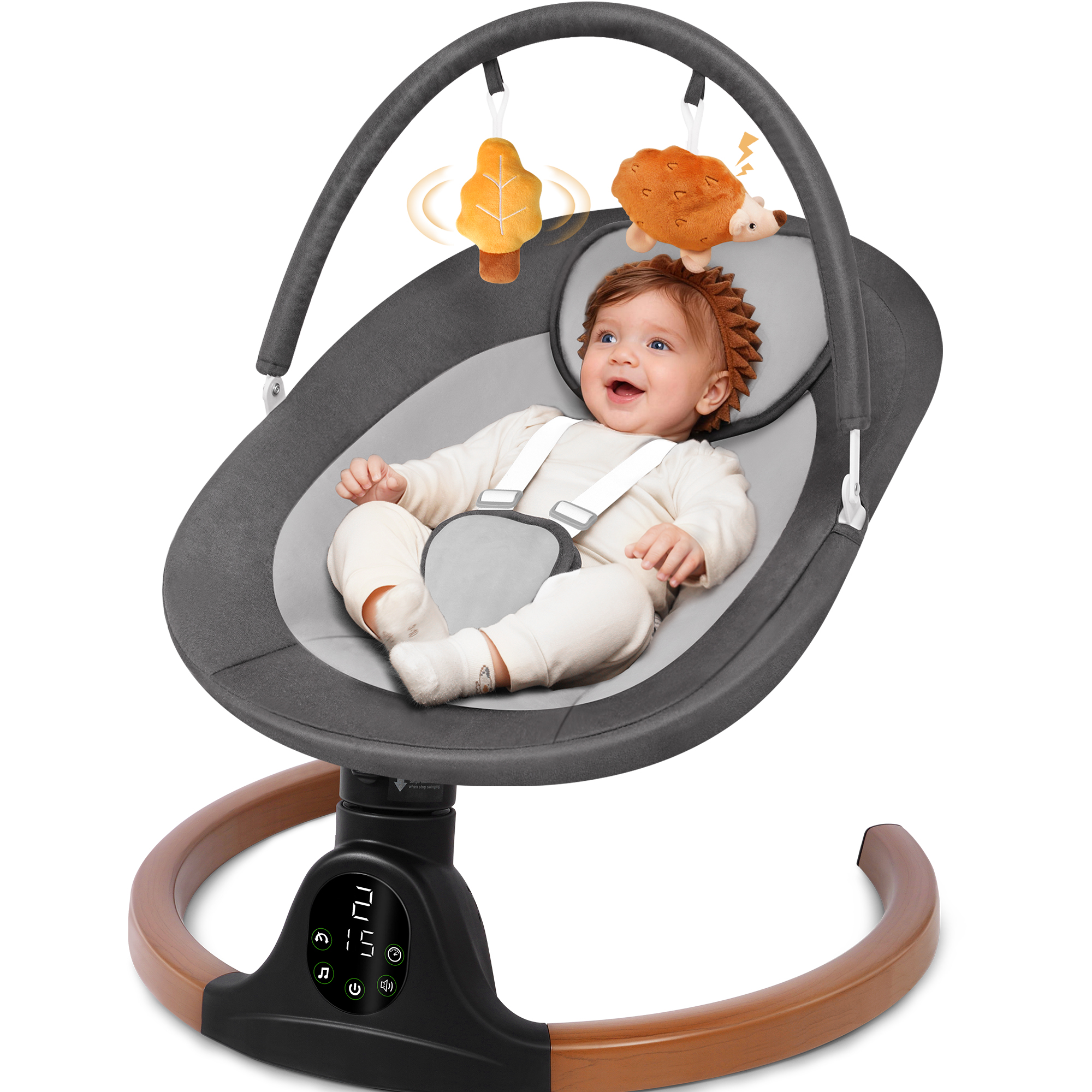 Baby Swing for Infants, Electric Swing with 5 Swing Speeds and 10 Lullabies, Gray at Walmart