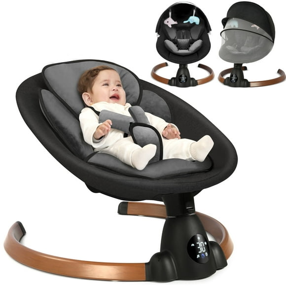 Babyeap Baby Swing for Infants - Smart Electric Swing with Bluetooth Control 5-point Harness,5 Sway Speed,10 Lullabies(Black)