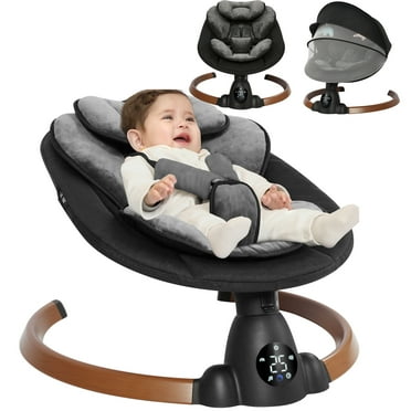 Babyeap Baby Swing for Infants - Smart Electric Swing with Bluetooth Control 5-point Harness,5 Sway Speed,10 Lullabies(Black)