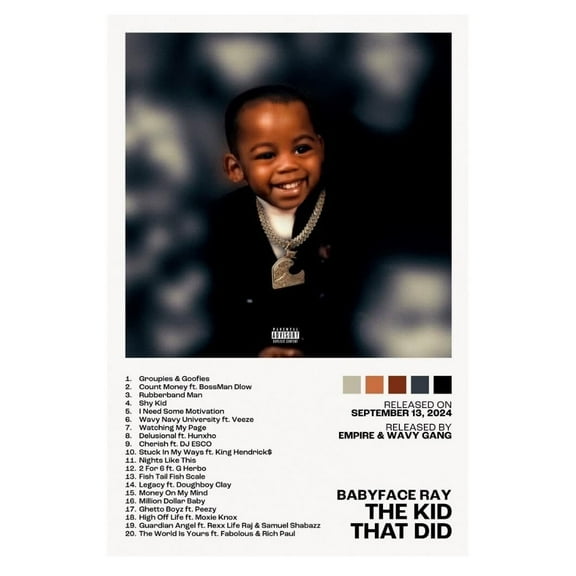 Babyface Ray The Kid That Did Album Cover Music Poster Rap Home Decor For Living Room Hip-Hop Aesthetic Rapper Album Wall Art Records Poster Wall Decor For Bedroom