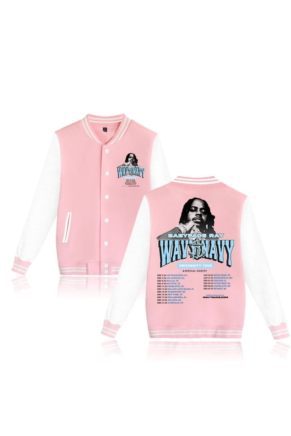 Babyface Ray Wavy Navy University Tour Baseball Jacket Fashion Clothes Unisex Long Sleeve