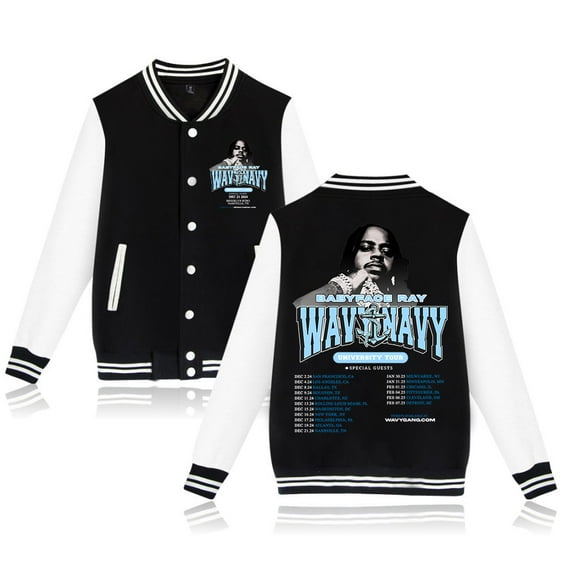 Babyface Ray Wavy Navy University Tour Baseball Jacket Fashion Clothes Unisex Long Sleeve