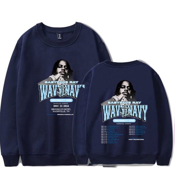 Babyface Ray Wavy Navy University Tour Crewneck Sweatshirt Unisex Fashion Long Sleeve Top