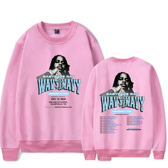 Babyface Ray Wavy Navy University Tour Crewneck Sweatshirt Unisex Fashion Long Sleeve Top