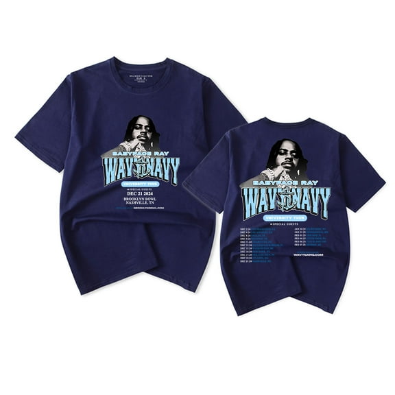 Babyface Ray Wavy Navy University Tour T-shirt Women Men Casual Fashion Short Sleeve Tee