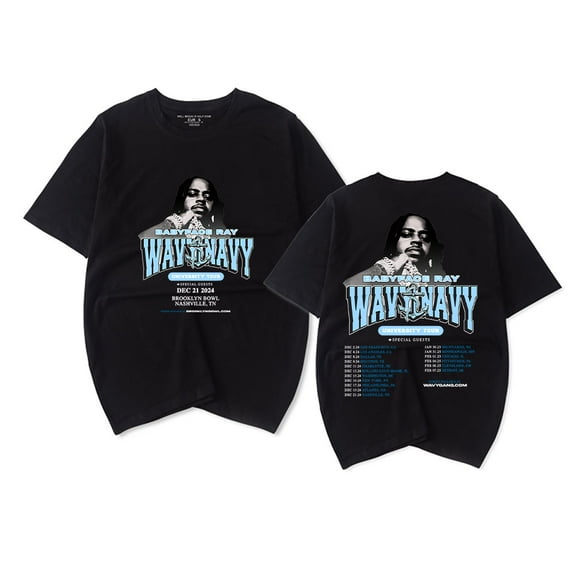Babyface Ray Wavy Navy University Tour T-shirt Women Men Casual Fashion Short Sleeve Tee