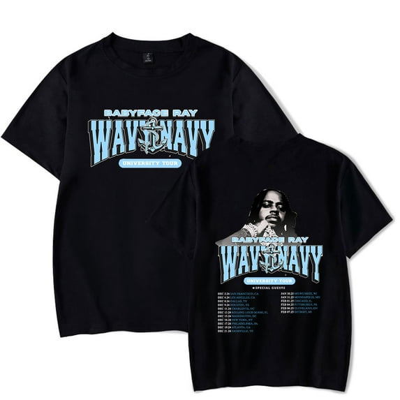 Babyface Ray Wavy Navy University Tour T-shirts Merch Women Men Clothes Trend Casual Short Sleeve Top