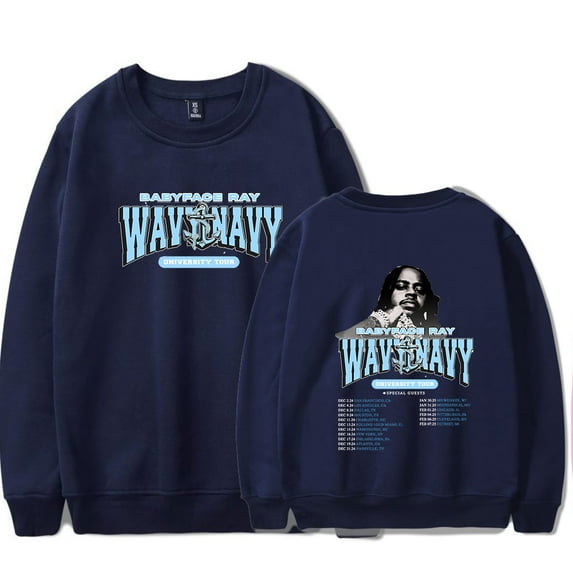 Babyface Ray Wavy Navy University Tour crew neck sweatshirt Women Men Long sleeve Fashion Casual Hooded Sweatshirts