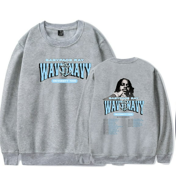 Babyface Ray Wavy Navy University Tour crew neck sweatshirt Women Men Long sleeve Fashion Casual Hooded Sweatshirts