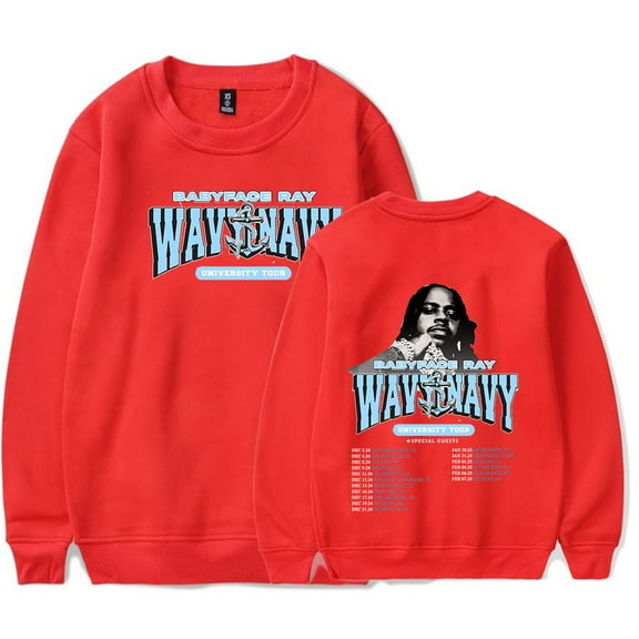 Babyface Ray Wavy Navy University Tour crew neck sweatshirt Women Men Long sleeve Fashion Casual Hooded Sweatshirts
