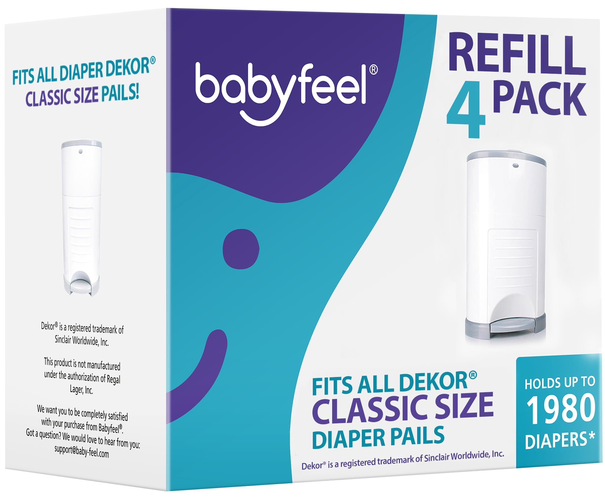 Babyfeel Refills Compatible with DEKOR CLASSIC Diaper Pails 4 Pack