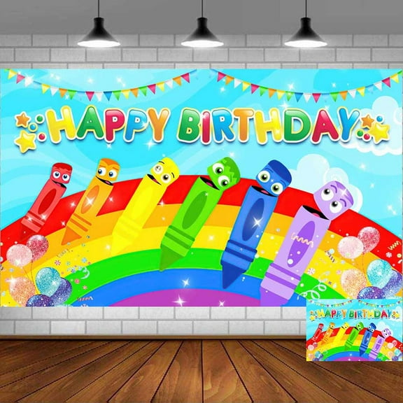 Babyfirst Color Crew Backdrop Banner Party Supplies Poster Movie Theme Background for Photography Birthday Decorations