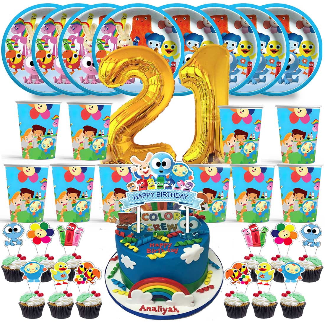 Babyfirst Color Crew Birthday 21th Cups Party Supplies Plates Fans ...