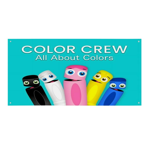 Babyfirst Color Crew-Theme Backdrops Banner Birthday Party Decor Supplies Personalized Party Backdrop Decoration,5x3ft150x90cm