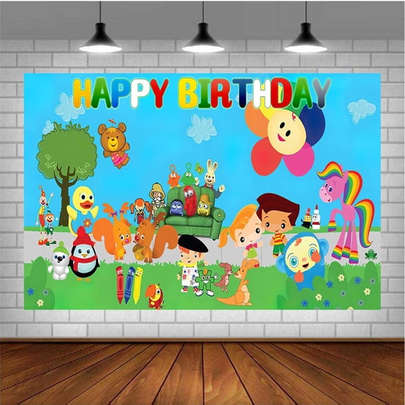 Babyfirst Color Crew Themed Birthday Backdrop Banner - Hanging Wall Decor Tapestry for Party Celebrations
