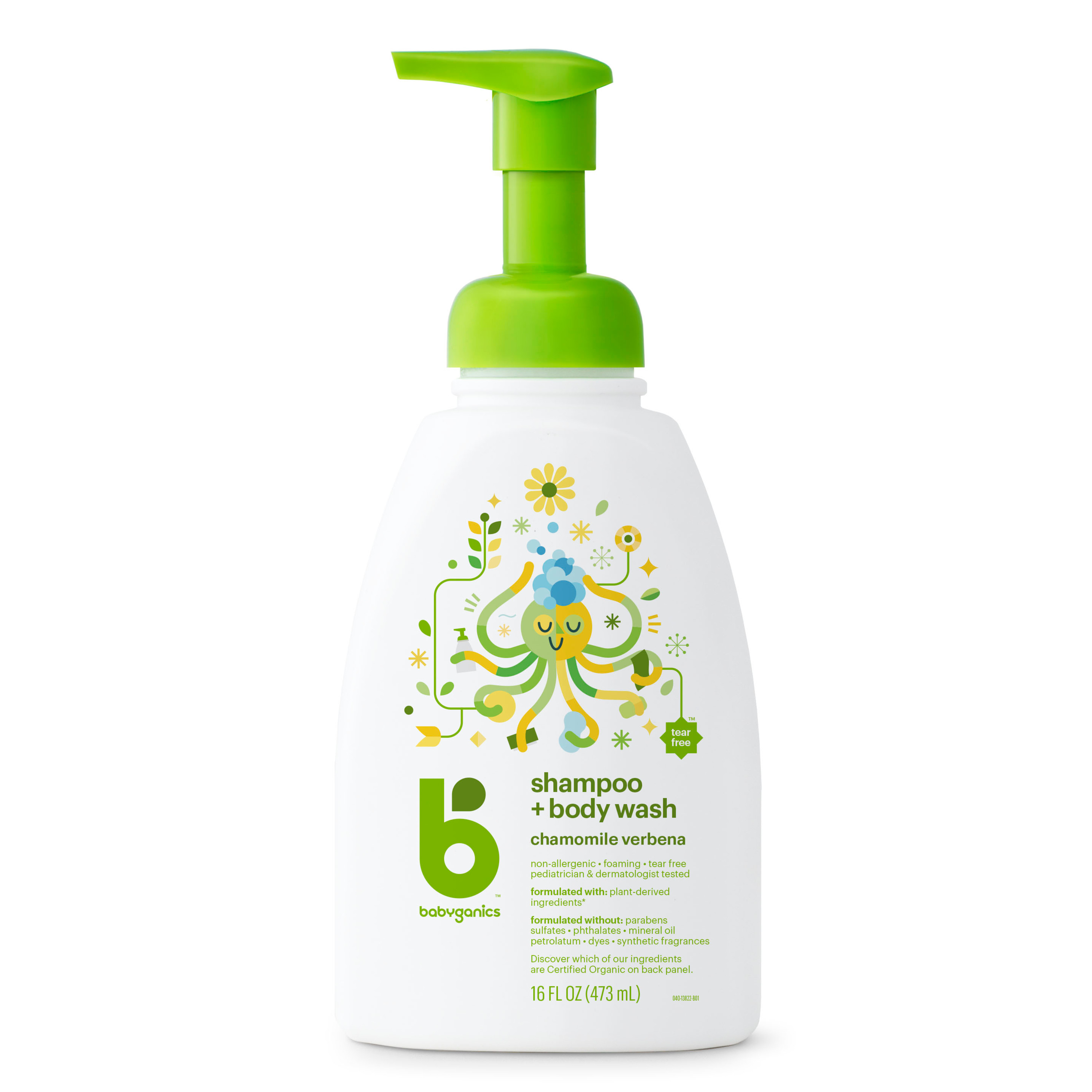 Babyganics Baby Shampoo + Body Wash Pump Bottle, Chamomile Verbena, 16oz - image 1 of 6