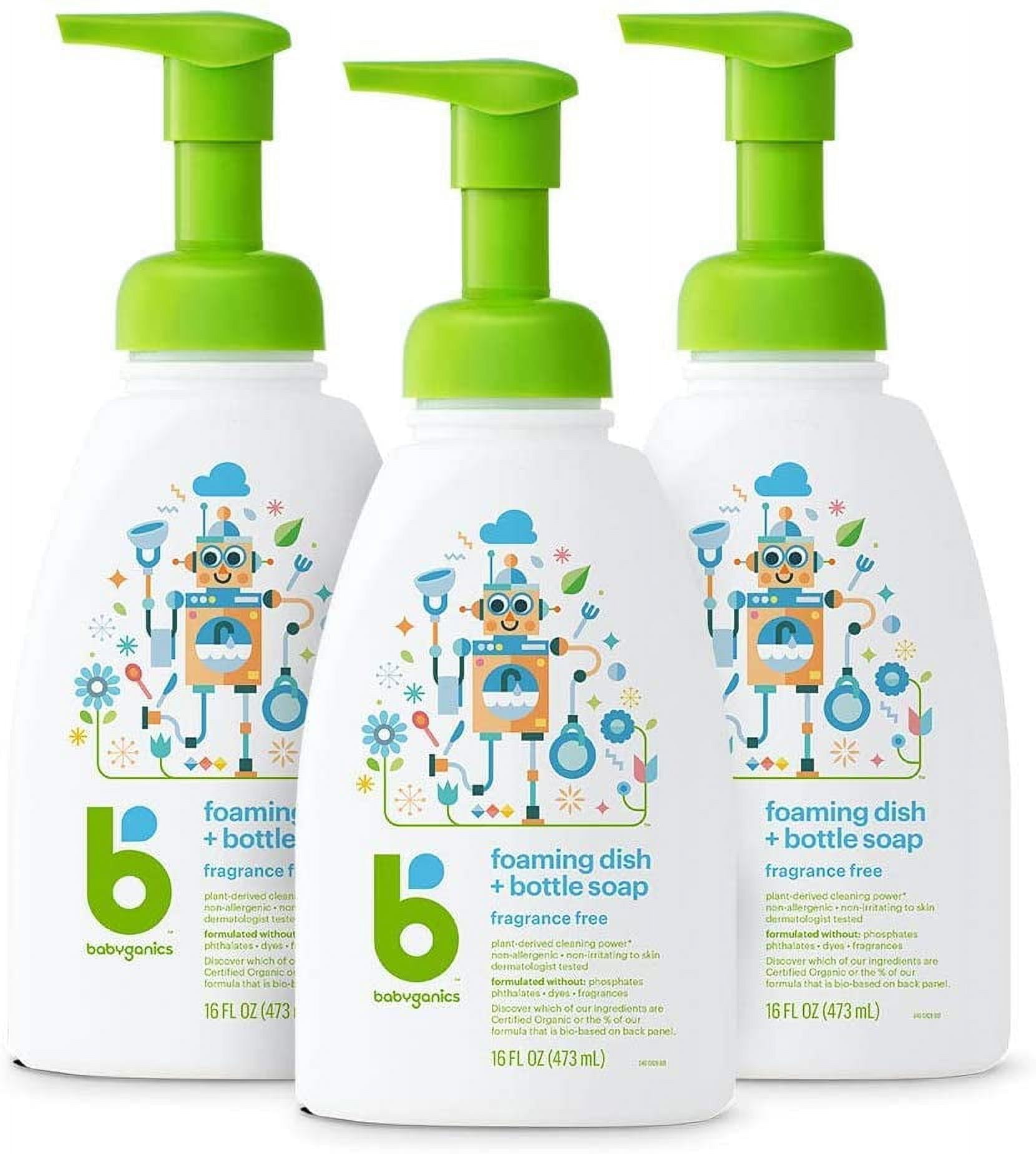 Grab Green Baby Bottle & Dish Soap, 16oz Bottle, Bamboo Scent - 3-pack  (48oz Total)